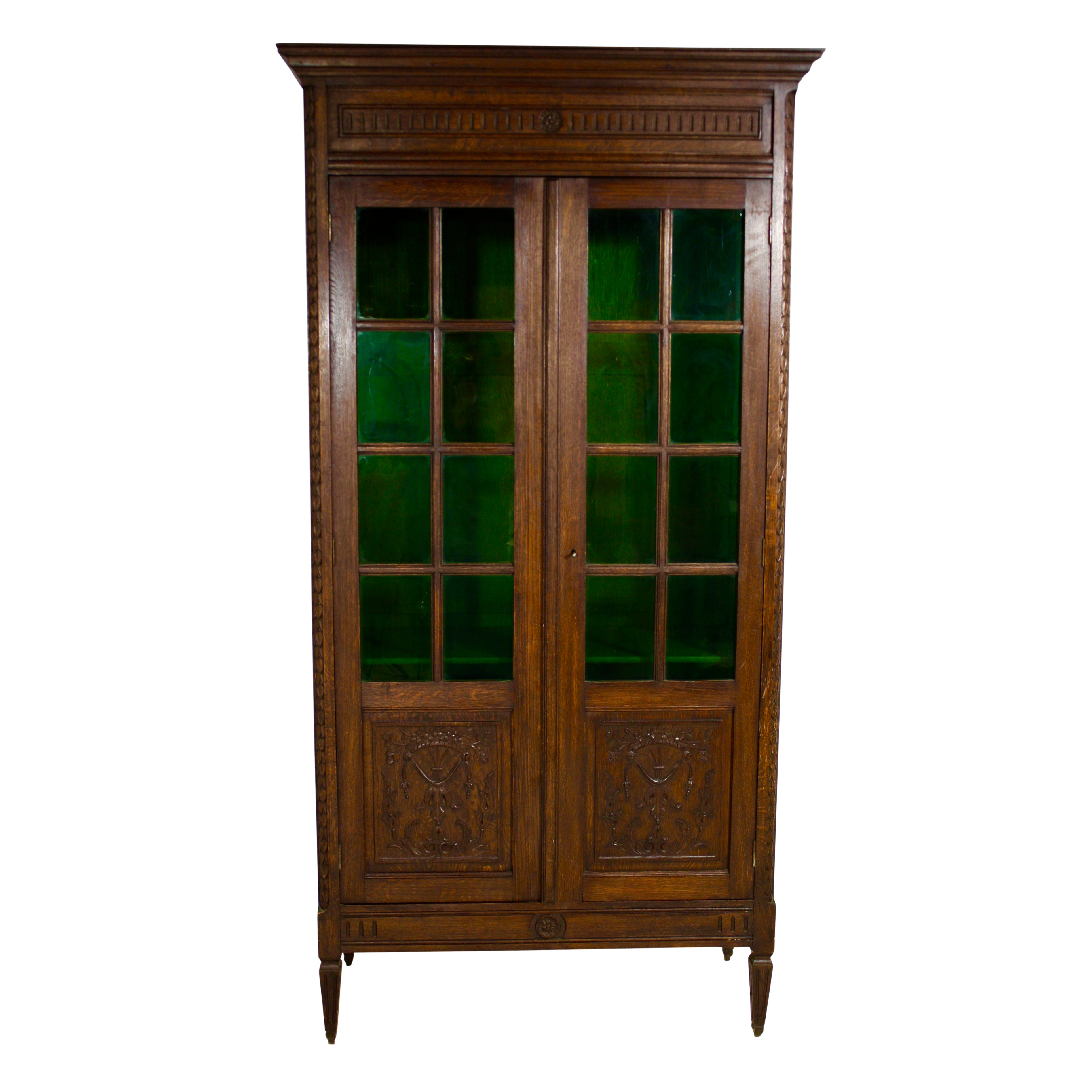 Vitrine with Green Glass Doors