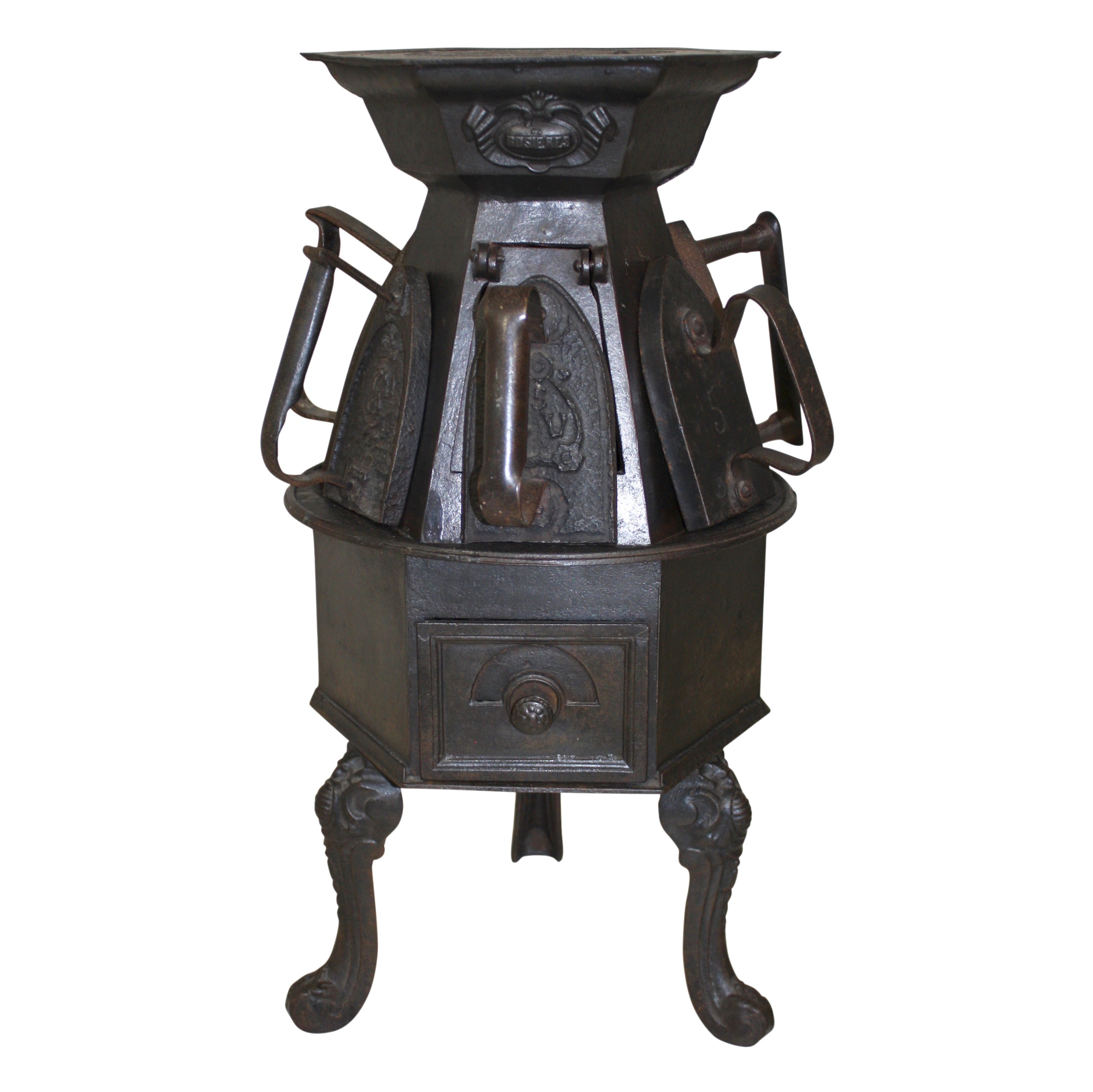 French Rosières Laundry Stove with Six Irons
