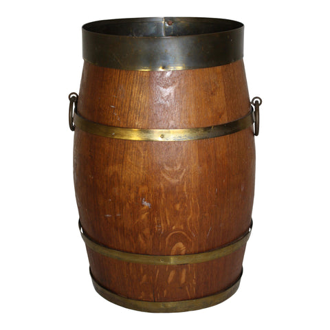 Dutch Oak and Brass Barrel Bucket