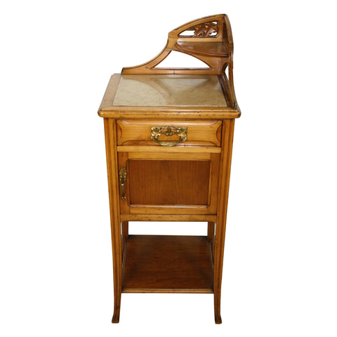 Nightstand with Marble Top and Corner Shelf
