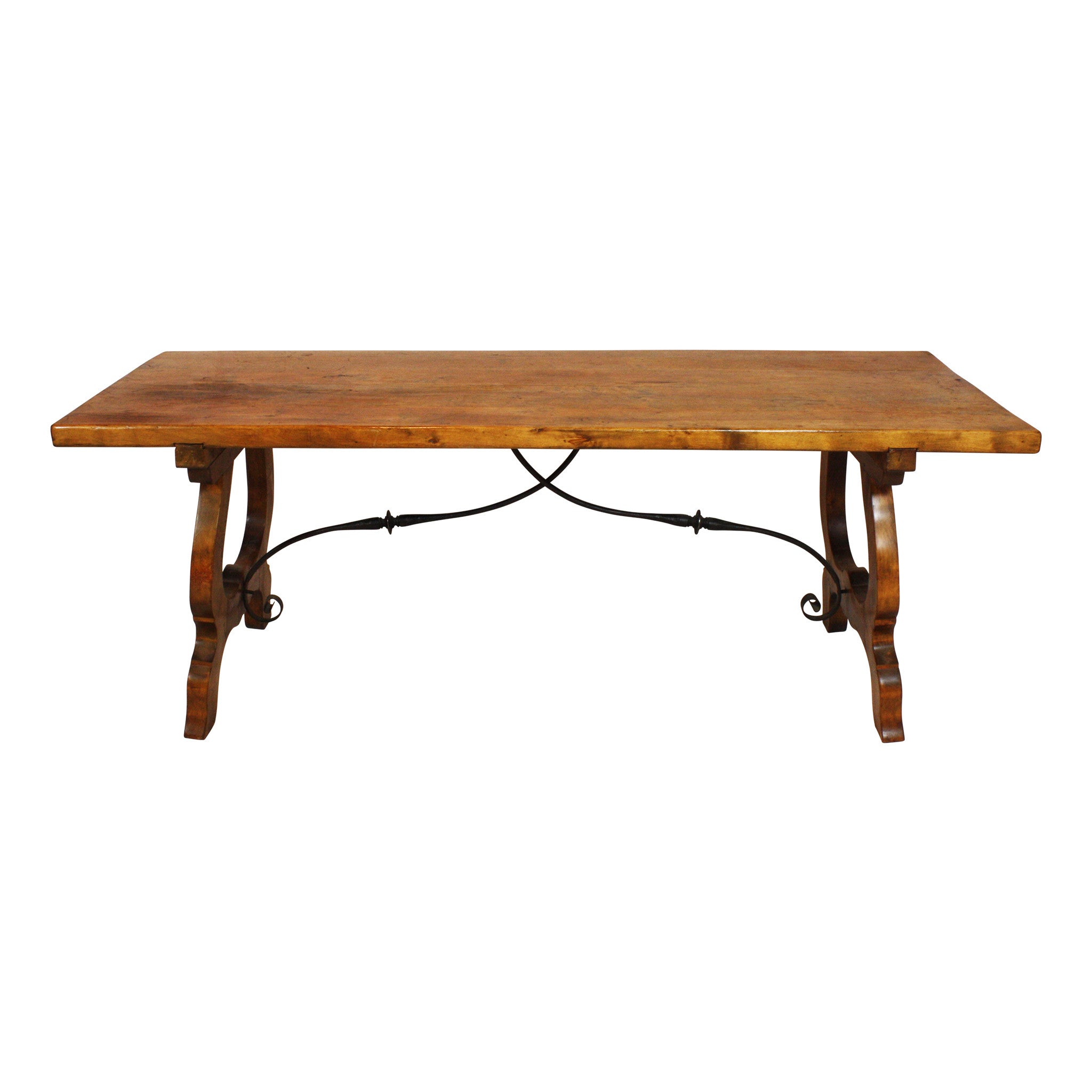ski-country-antiques - Spanish Oak Table with Cast Iron Scroll Work