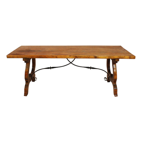 Spanish Oak Table with Cast Iron Scroll Work
