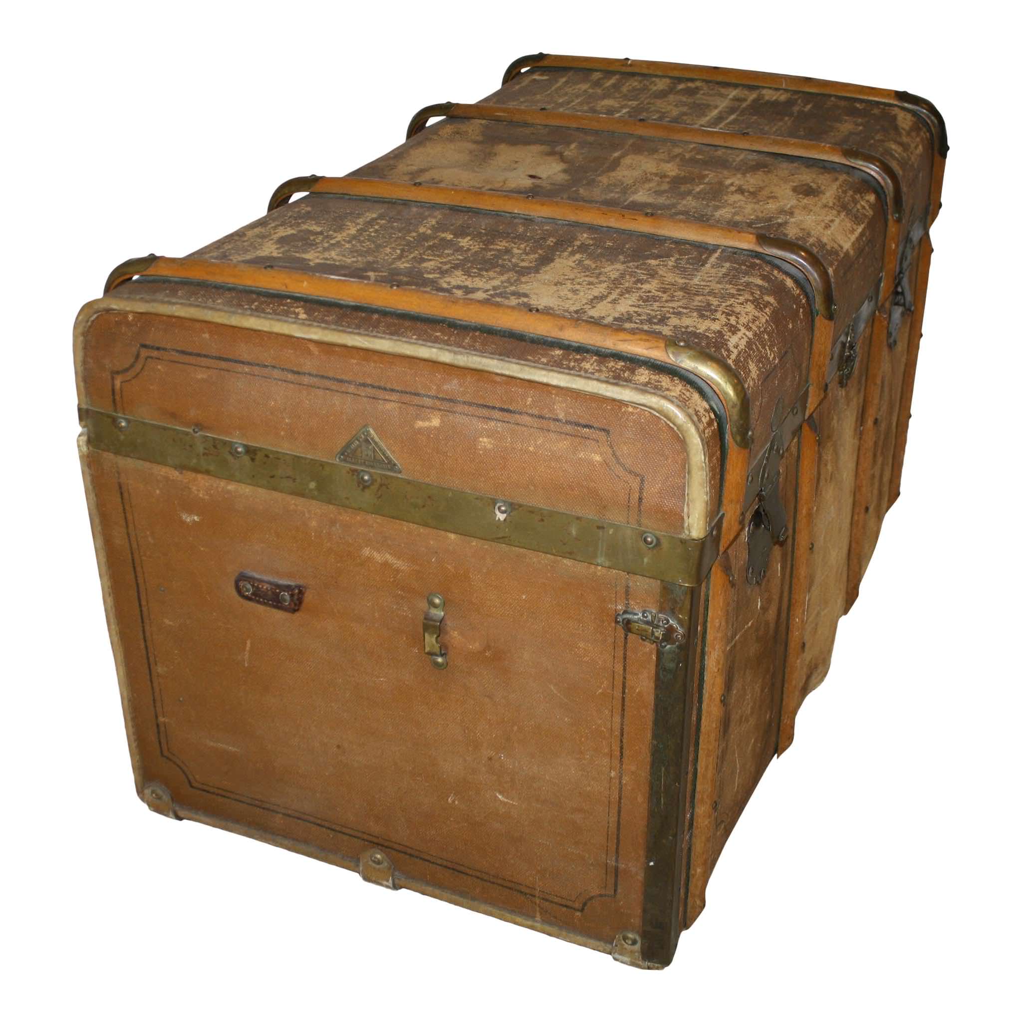 Leather Luggage Cast Steamer Trunk English Coffee Table