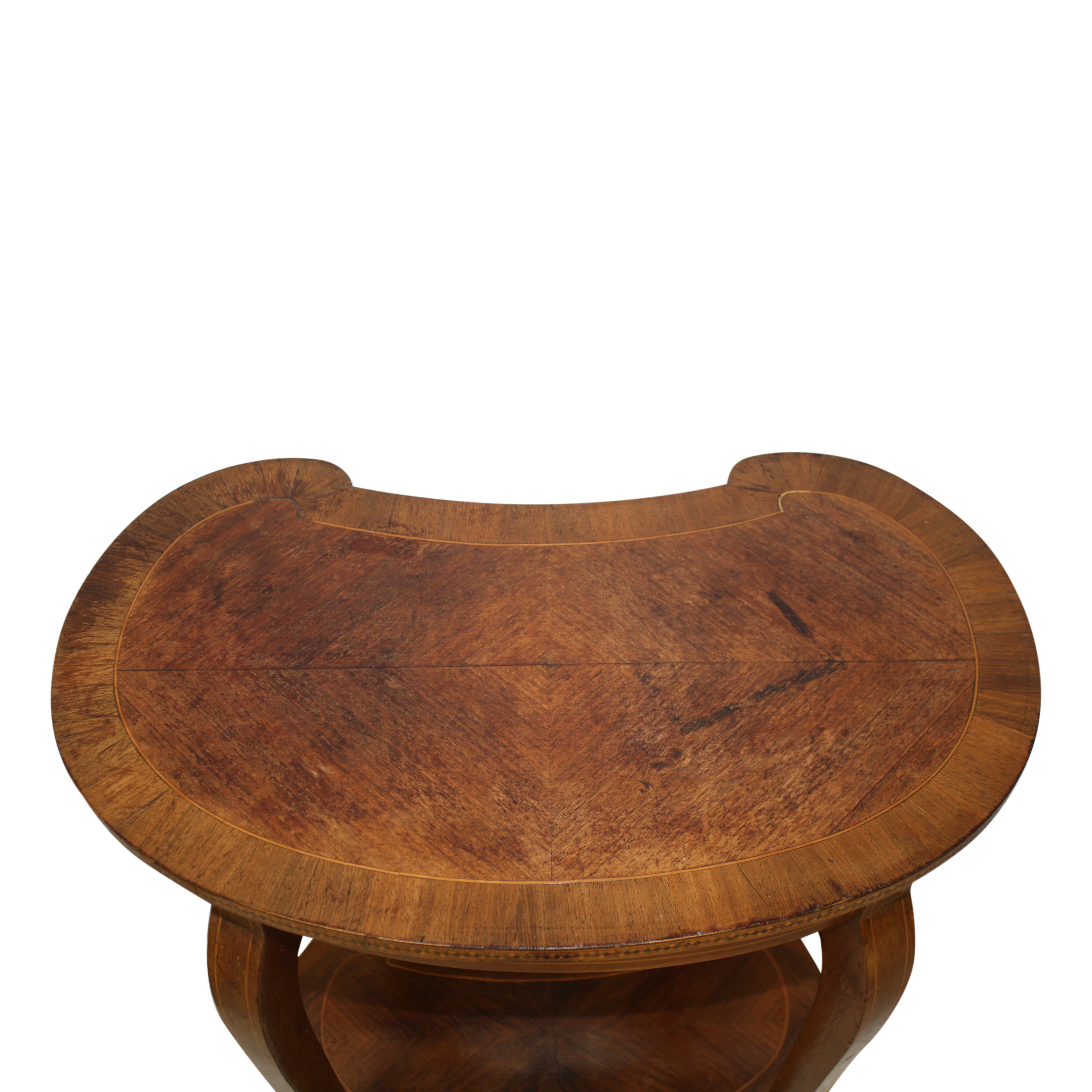 Kidney Shaped End Table with Inlays