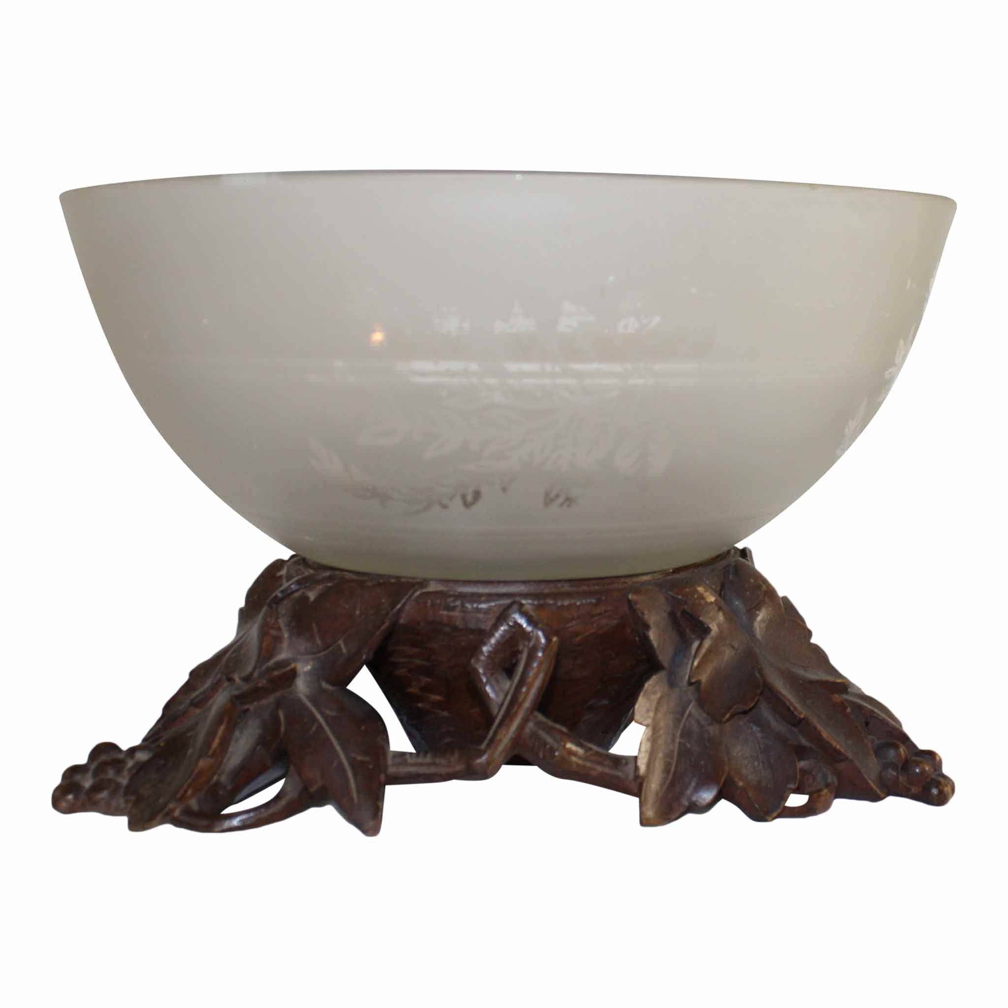 Glass Bowl with Carved Stand
