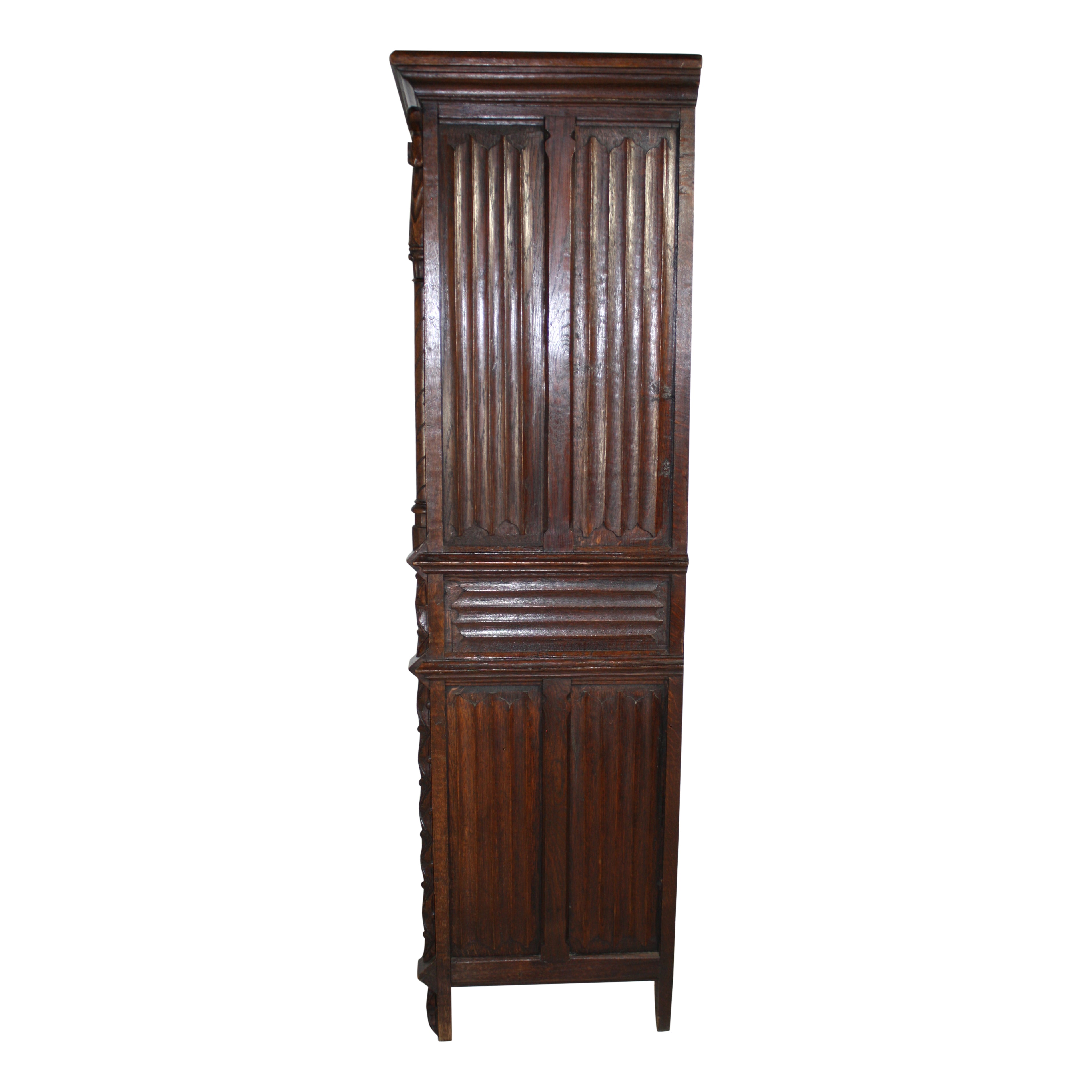Gothic Revival Cabinet with Green Glass