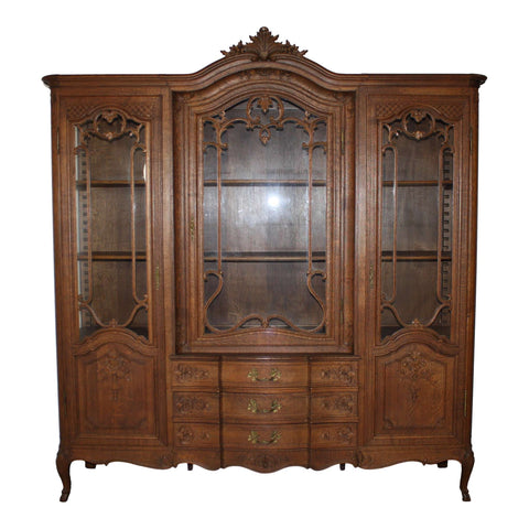 Belgian Louis XV Oak Hutch/China Cabinet