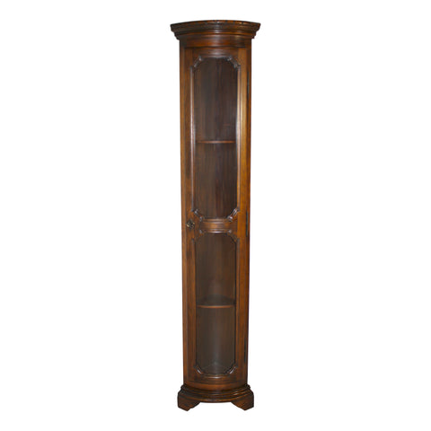 Narrow Italian Corner Cabinet with Bowed Glass Front