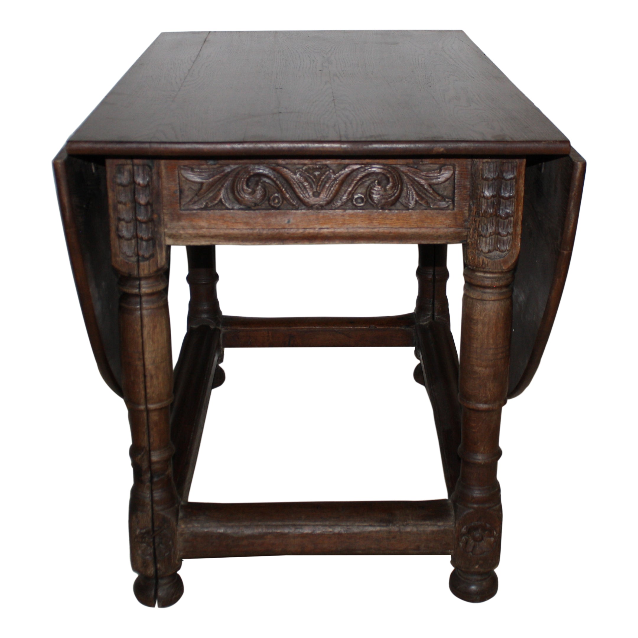 Oak Oval Drop Leaf Table with Drawer