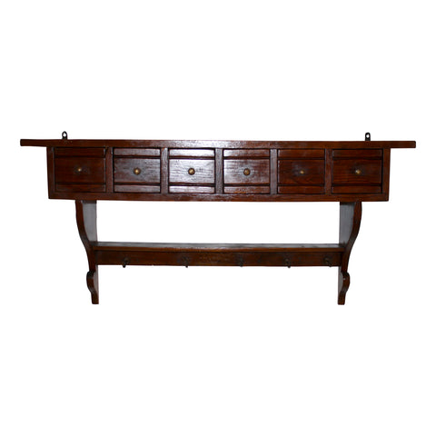 Wall Shelf with Drawers and Hooks