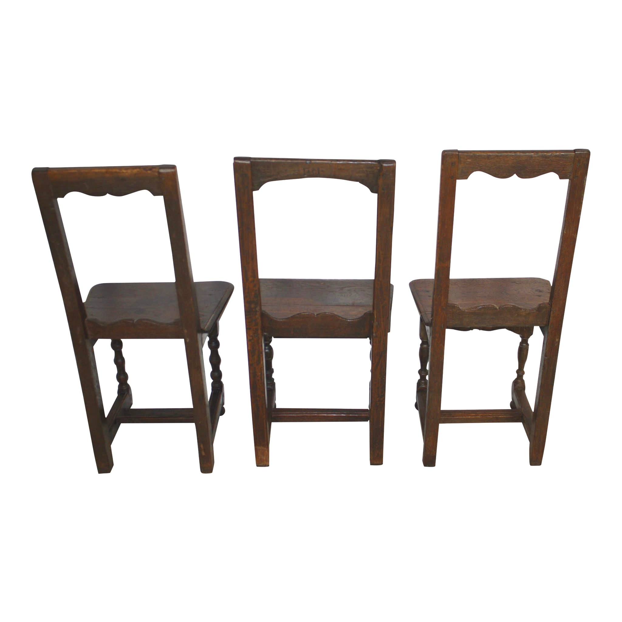 Rustic Oak Dining Chairs, Set of Six