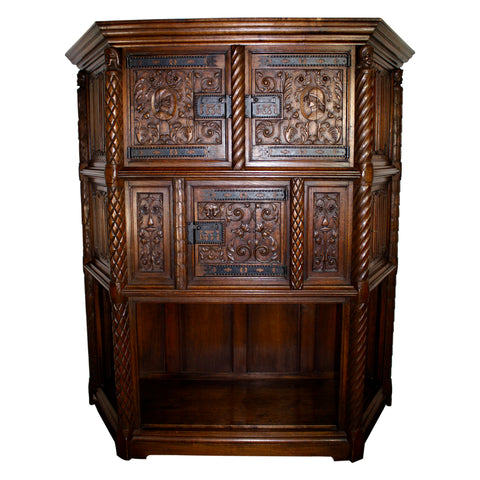 Belgian Carved Oak Cabinet