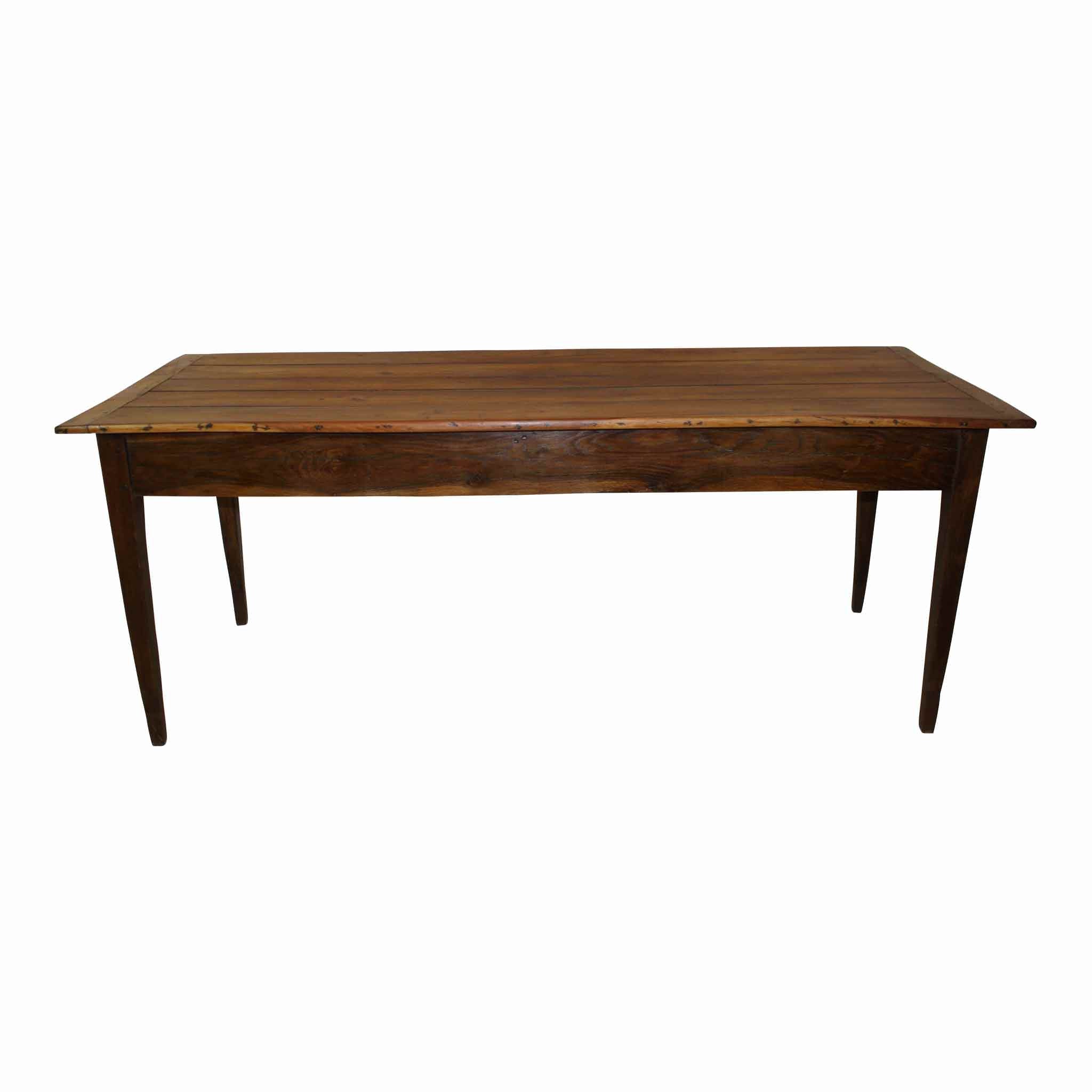 French Cherry and Oak Farm Table with Drawer