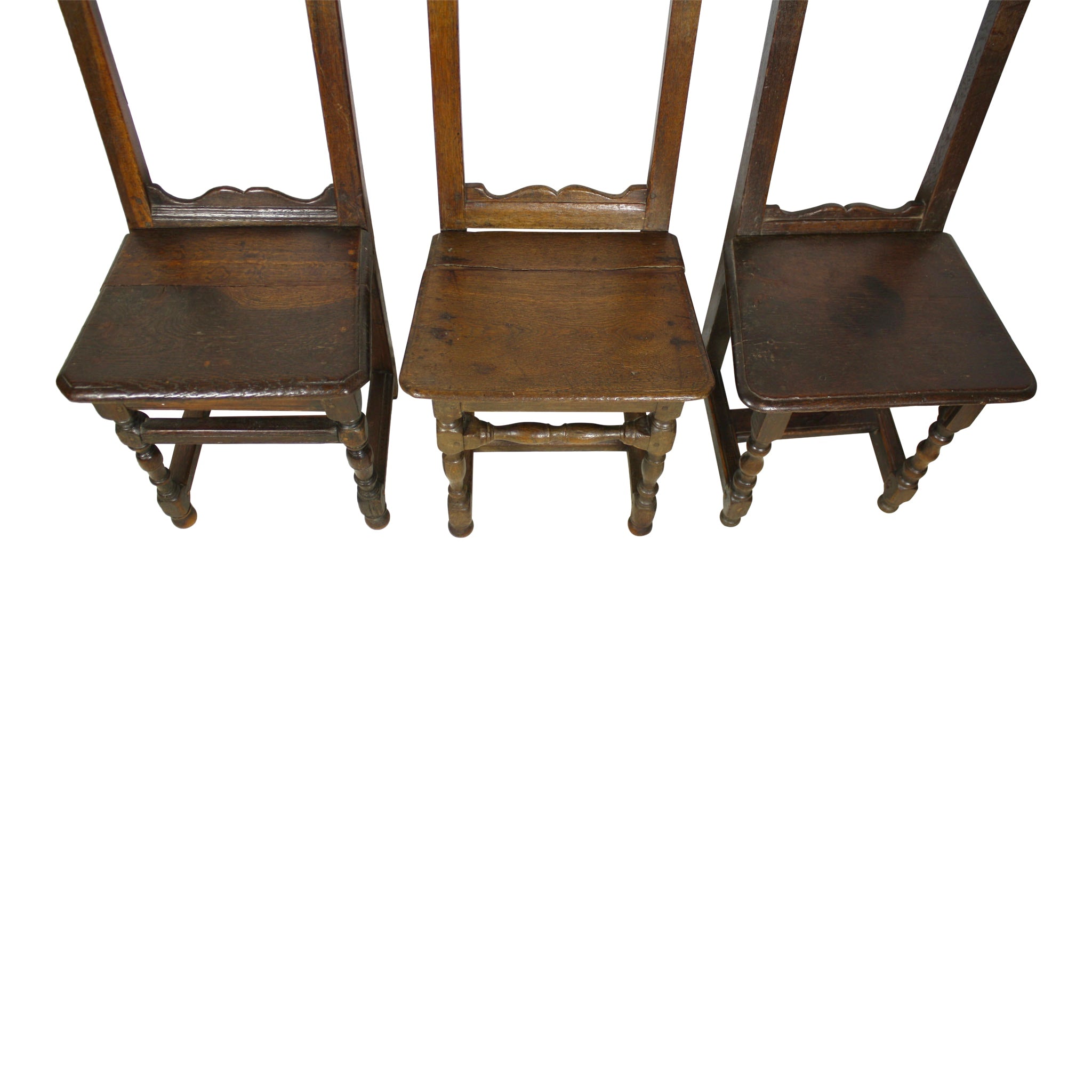 Rustic Oak Dining Chairs, Set of Six