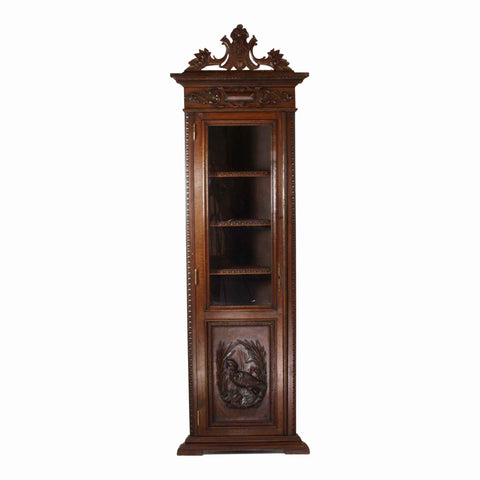 Carved Oak Corner Cabinet
