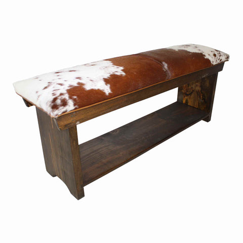 Cowhide Bench with Shelf