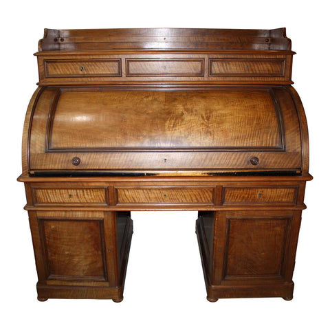 Walnut Cylinder Roll-Top Desk