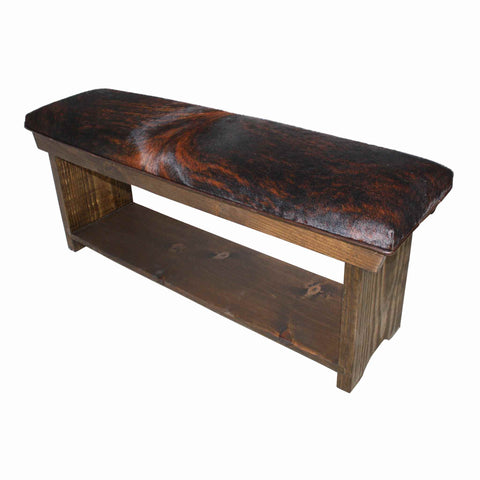 Cowhide Bench with Shelf