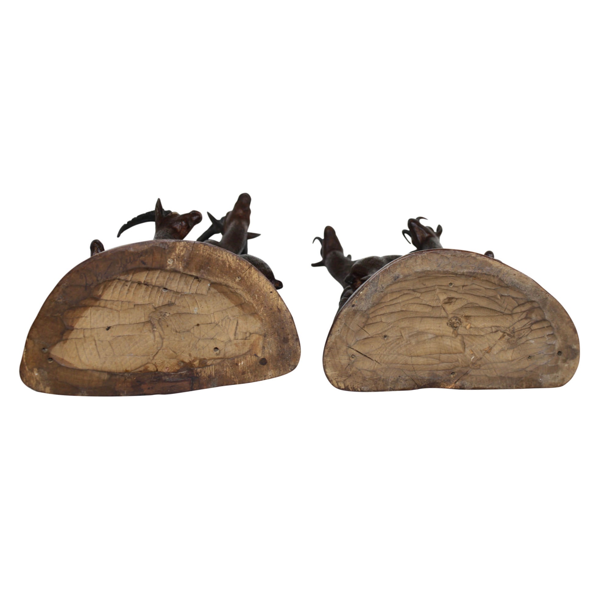 Black Forest Carved Ibex and Chamois Family - Set of 2