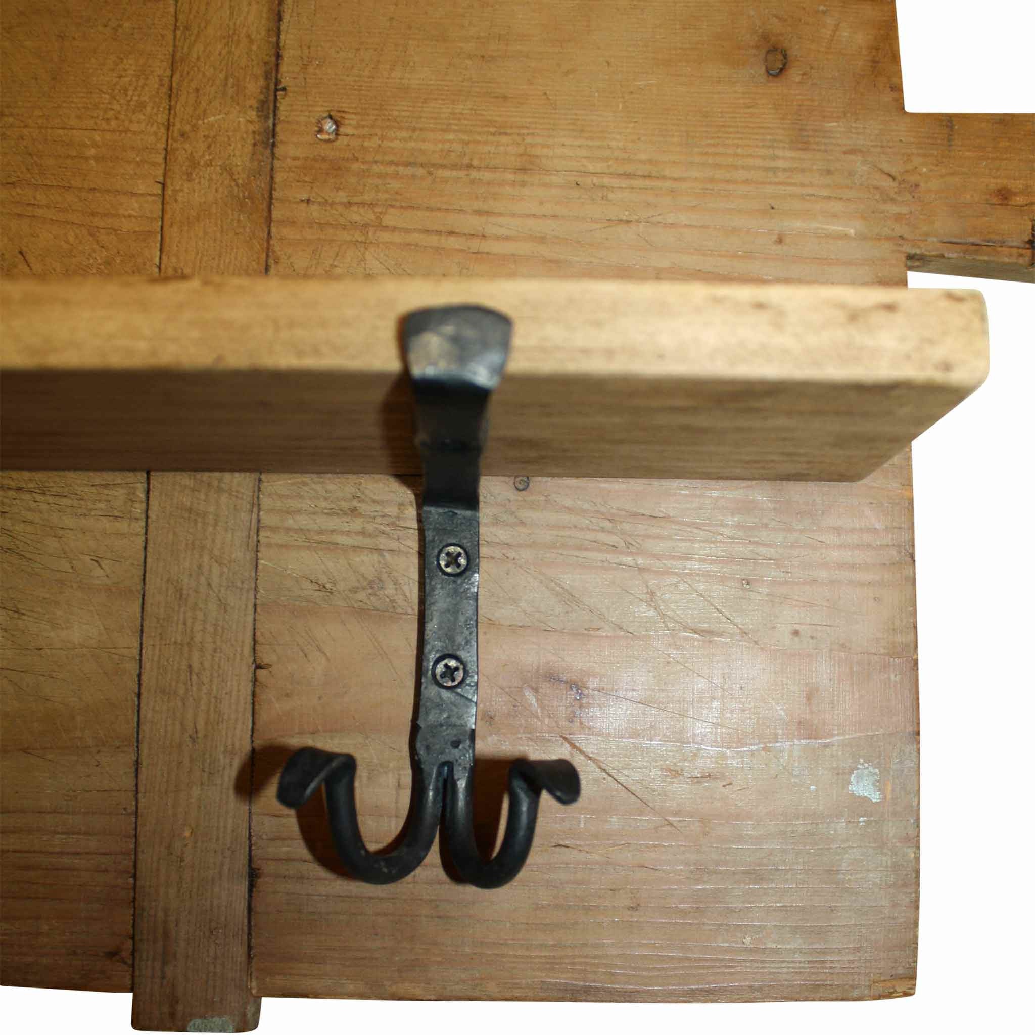 Rectangular Bread Board Shelf with Hand Forged Hooks