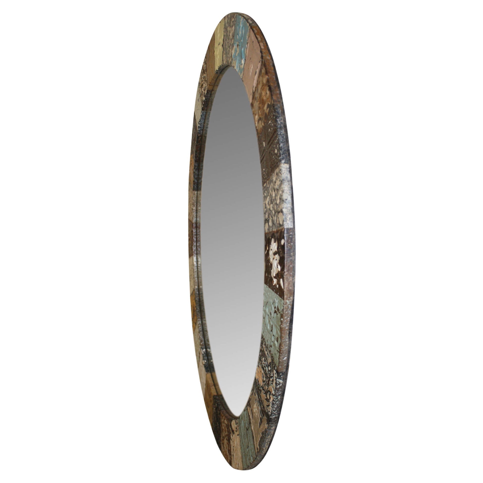 Tin Patch Round Mirror