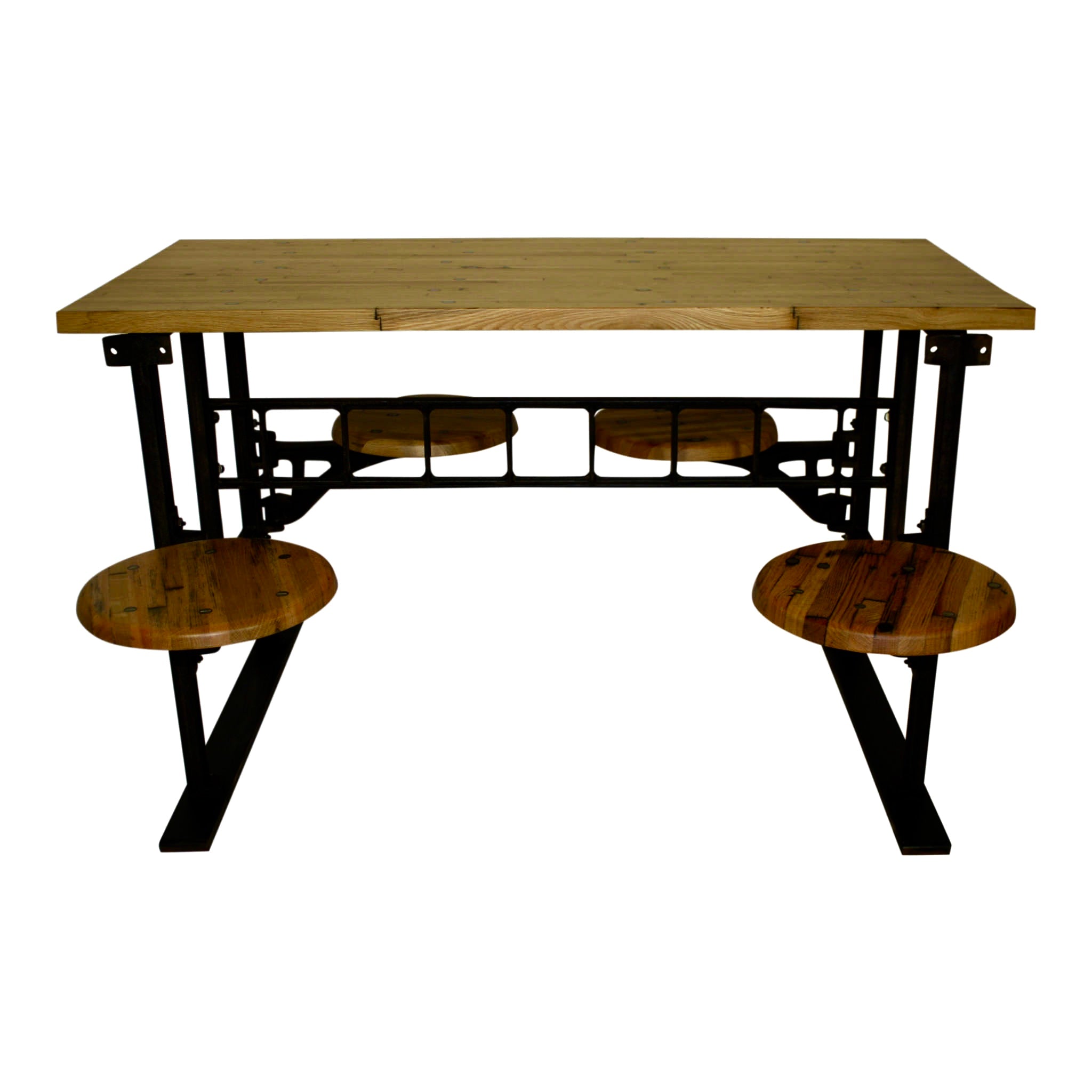 Industrial Factory Table with Four Swinging Seats