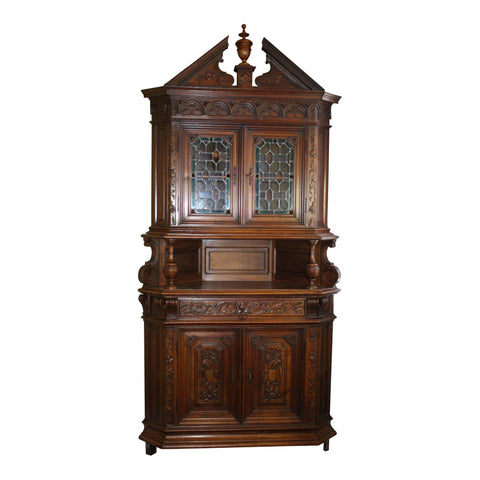 Walnut Renaissance Corner Cabinet