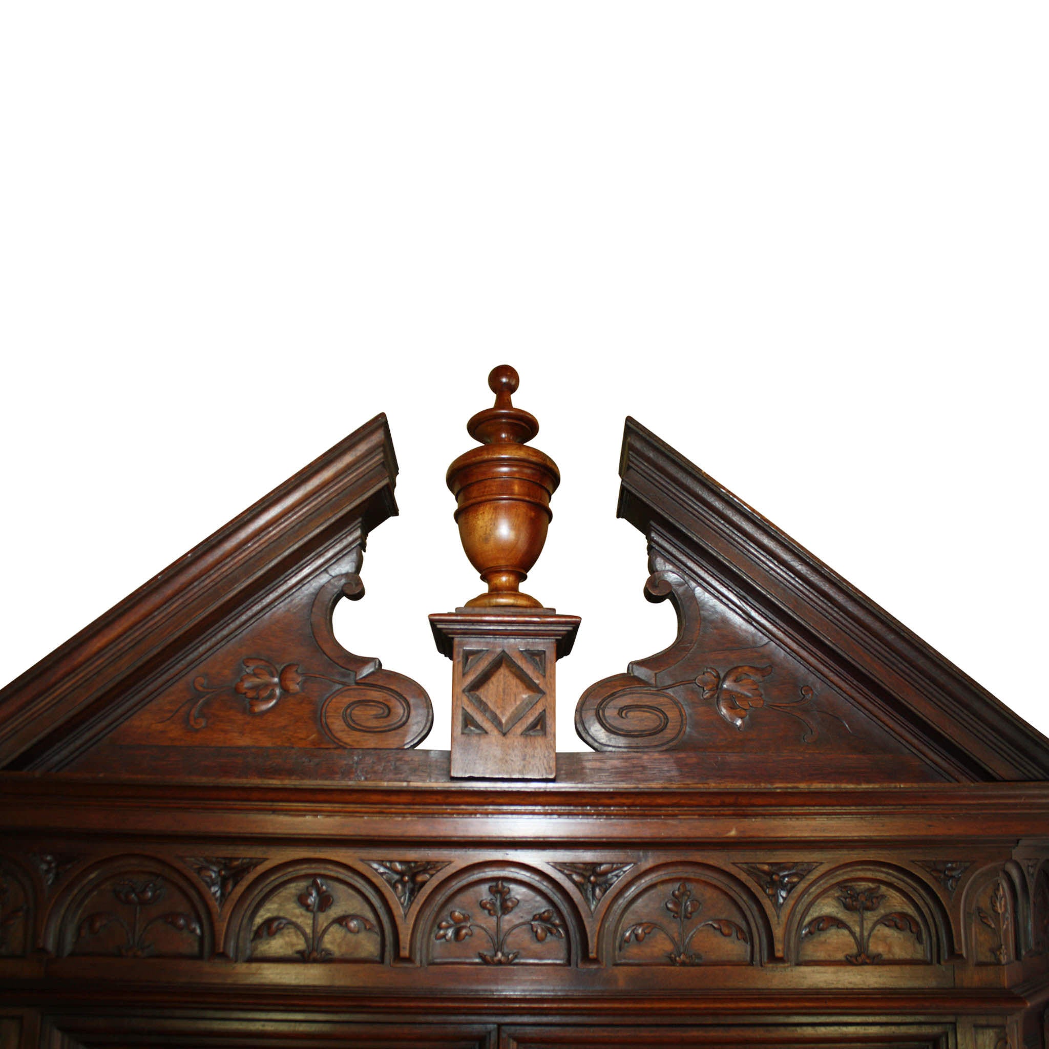 Walnut Renaissance Corner Cabinet