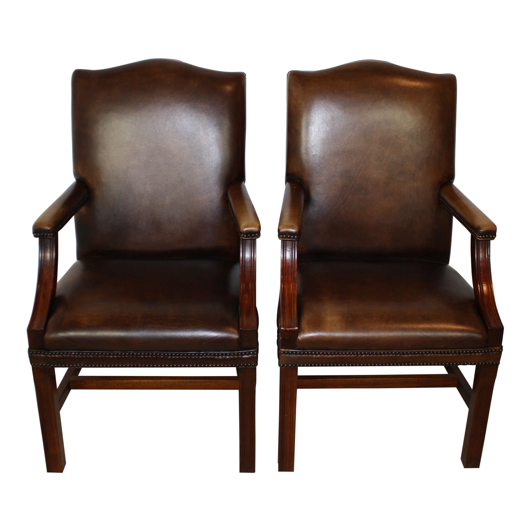 English Leather Armchairs Set/2