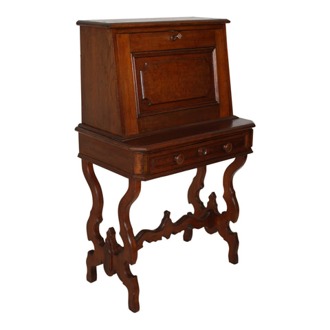 Walnut Secretary with Burled Accents