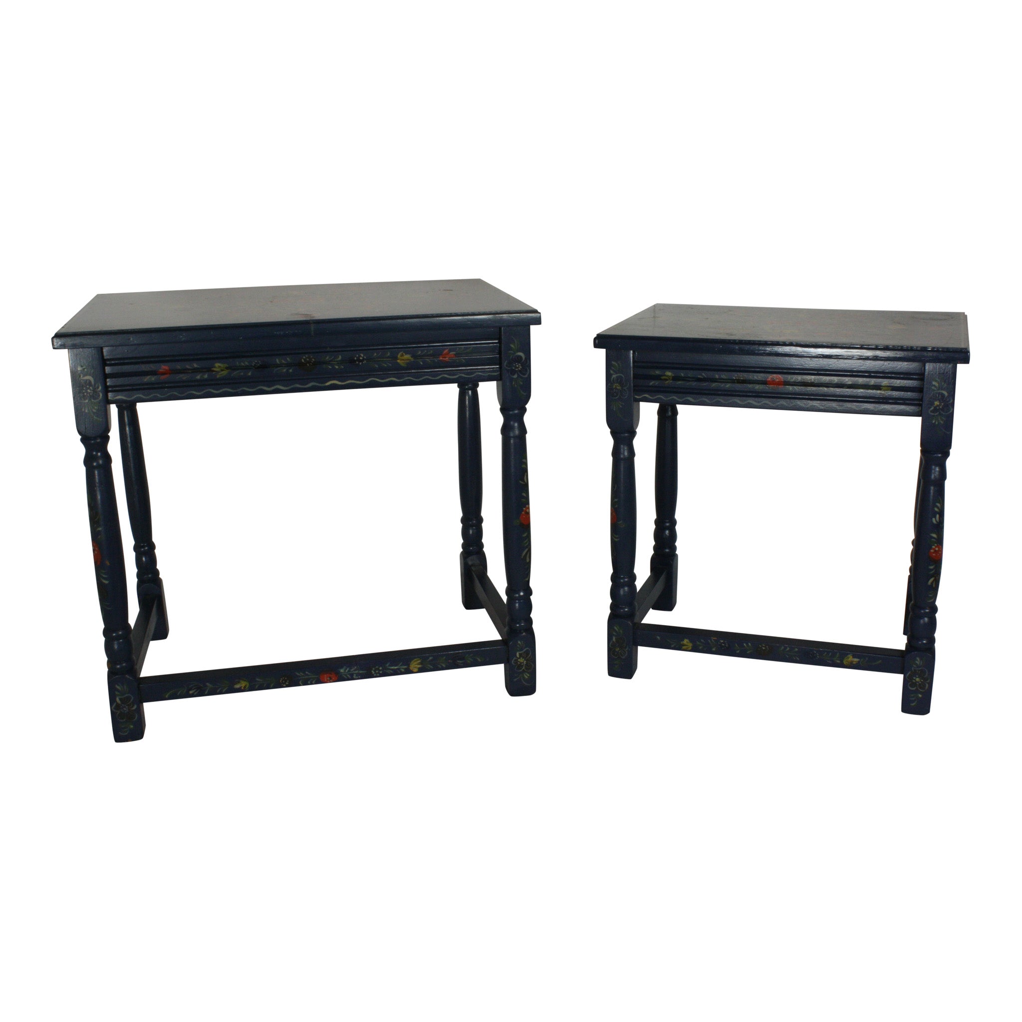 Dutch Hand Painted Nesting Tables/Set of Two