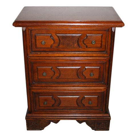 Walnut Nightstand with Three Drawers