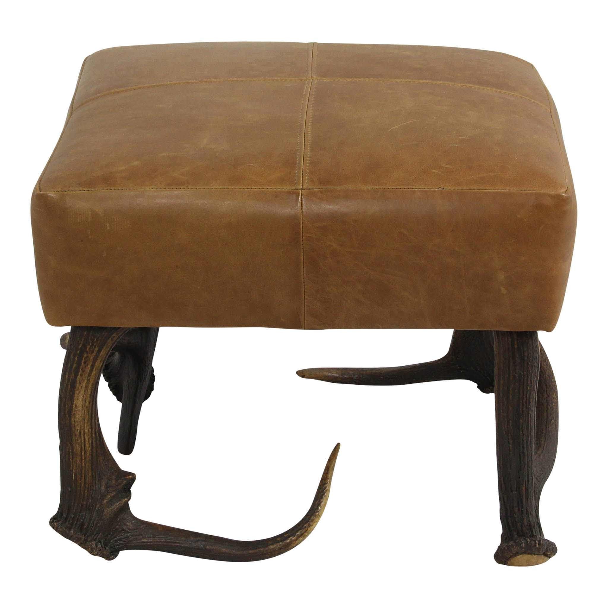 Leather and Antler Chair W/ Ottoman