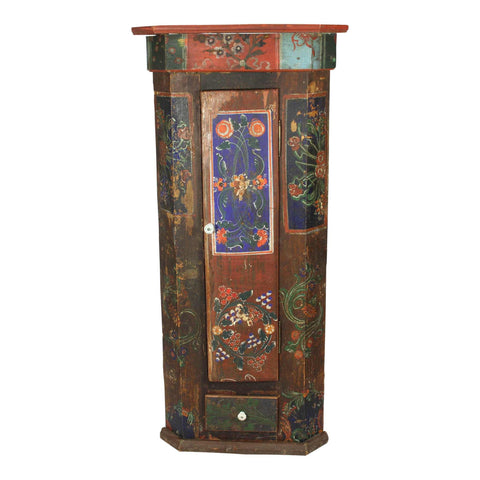 Romanian Painted Corner Cabinet