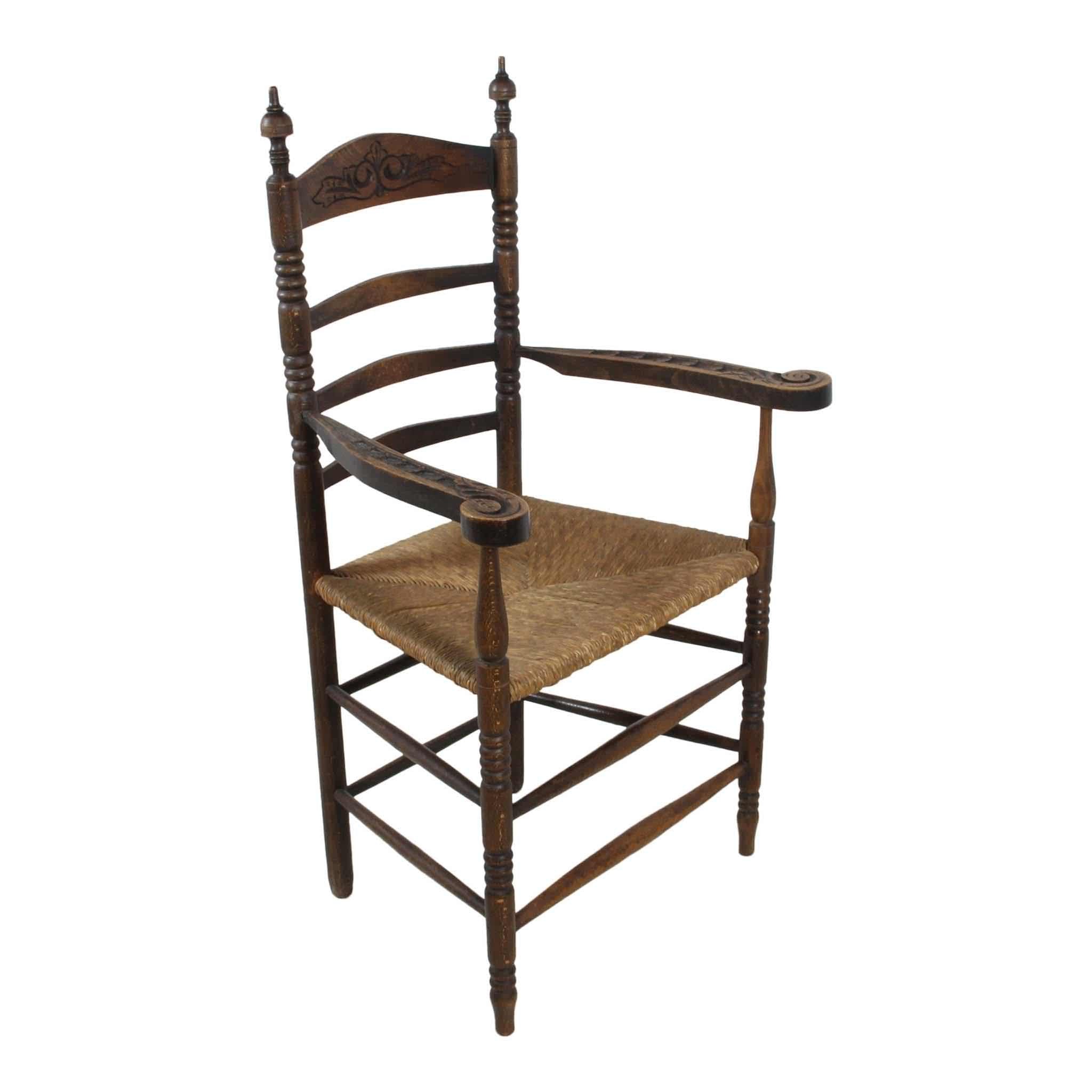 Ladder Back Armchair with Rush Seat