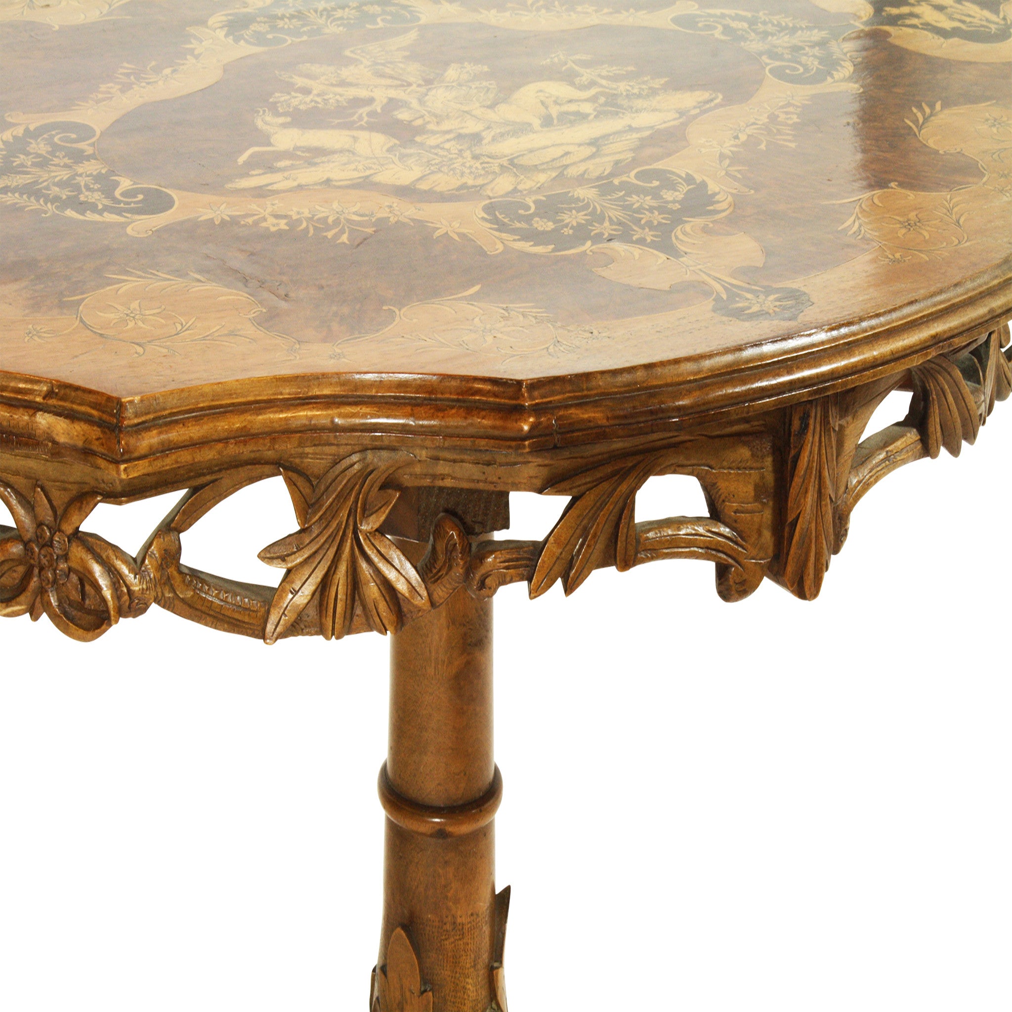 ski-country-antiques - Swiss Inlay Side Table