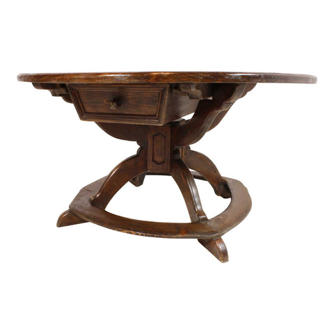 Round Trestle  Table with Two Way Drawer